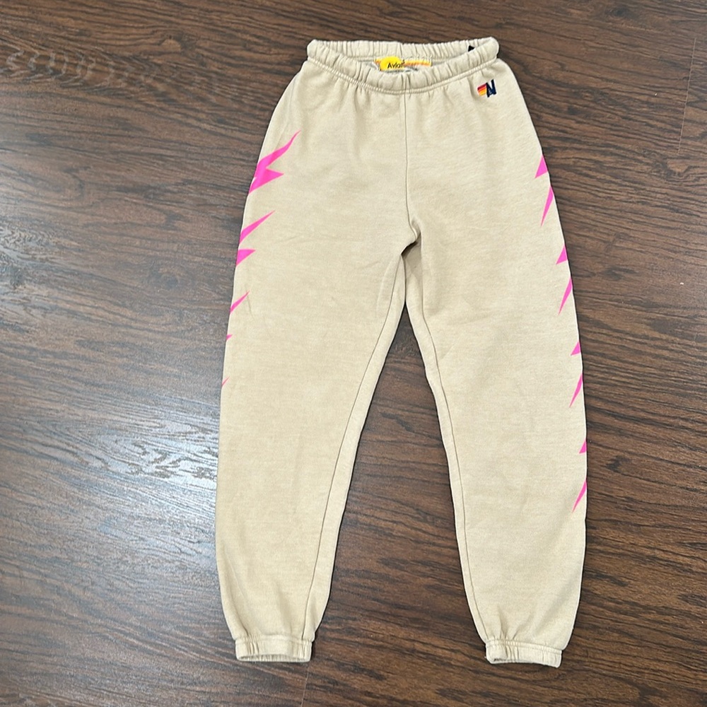 Aviator nation sweatpants with pink lightning bolts size small
